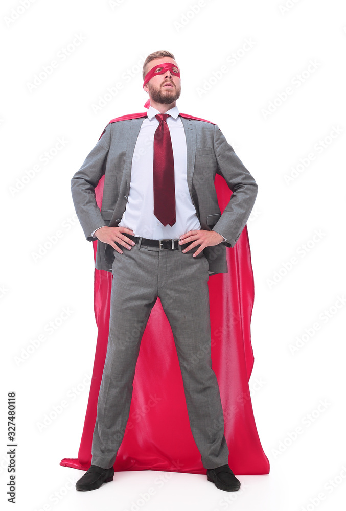 in full growth. superhero businessman looking confidently forward in full growth. superhero businessman looking confidently forward