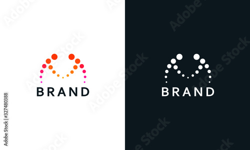 Minimal modern line art abstract colorful letter M logo.