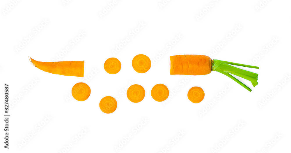 fresh carrots slice isolated on white background. fresh carrots slice isolated on white background.