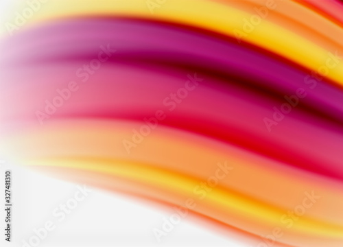 Fototapeta Naklejka Na Ścianę i Meble -  Wave lines abstract background, smooth silk design with rainbow style colors. Liquid fluid color waves. Vector Illustration