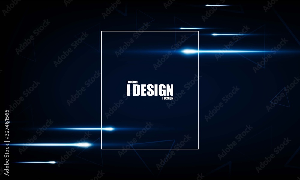 abstract technology vector background with lights lines and text i design in frame, dark backdrop with Arrow Light out triangle background Hitech communication - obrazy, fototapety, plakaty 
