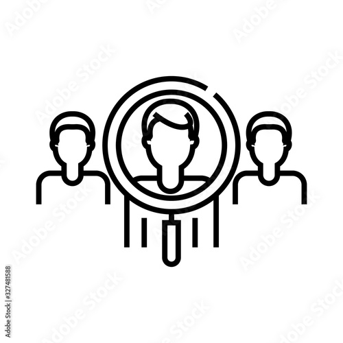 Searching workers line icon, concept sign, outline vector illustration, linear symbol.