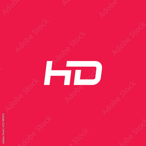 abstract hd logo, modern hd initials logo isolated on red background