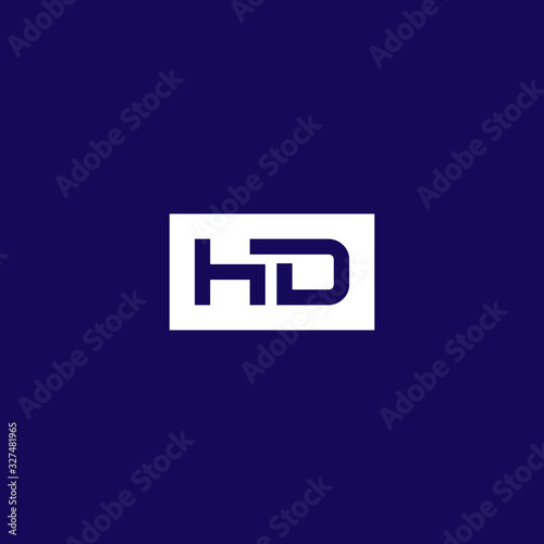 abstract hd logo, modern hd initials logo isolated on blue background