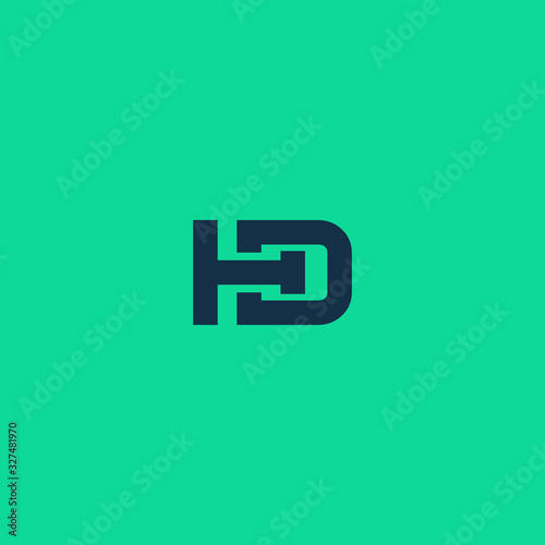 abstract hd logo, modern hd initials logo isolated on green background