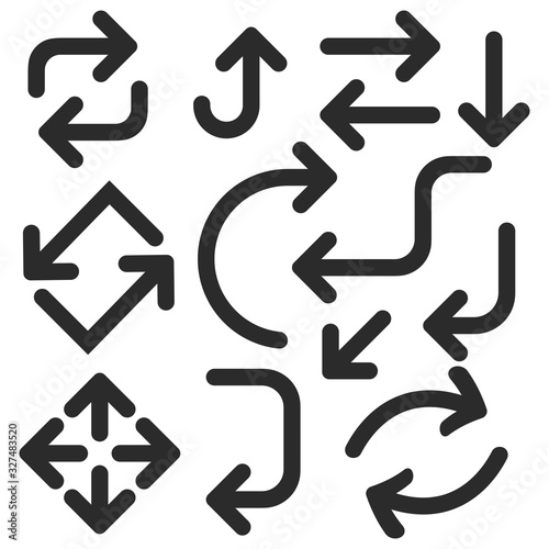 Black bold simple arrows and arrow combination. Web icons