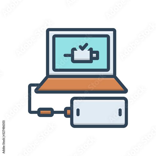 Color illustration icon for connect add
