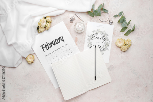 Notebook with wedding invit...