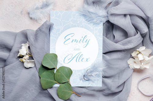 Wedding invitation on light...