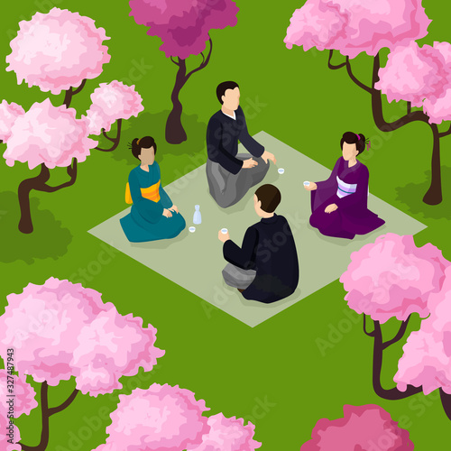 Sakura hanami picnic japanese