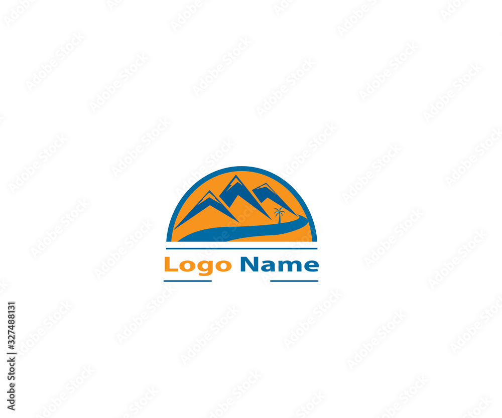 Road and mountain vector logo Road and mountain vector logo