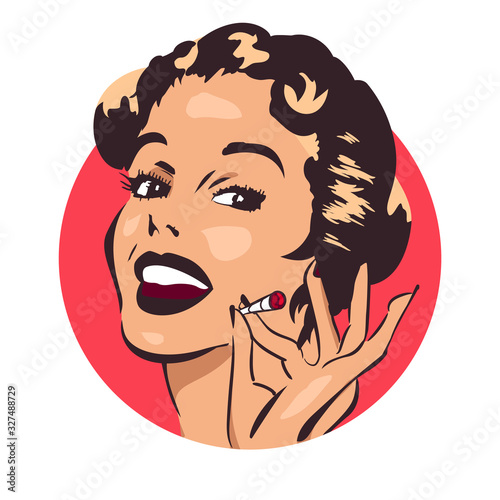 Smiling and smoking weed woman with joint