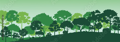 forest trees silhouettes , nature landscape background vector illustration EPS10