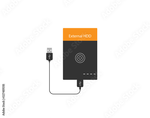 External hard disk drive icon. Vector illustration, flat design.