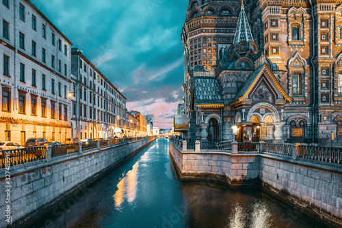 Gribobedov's Canal. Cathedral of the Savior on Spilled Blood. Saint Petersburg. Russia. photo
