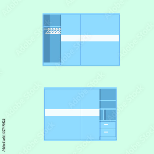 regular wardrobe clothes with sliding door, used for interior setup
