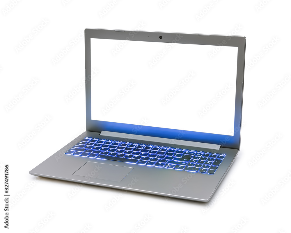 Notebook computer with blue keyboard backlight Notebook computer with blue keyboard backlight
