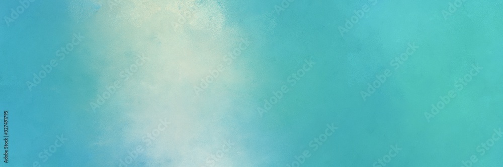 medium turquoise and pastel blue colored vintage abstract painted background with space for text or image. can be used as horizontal background graphic
