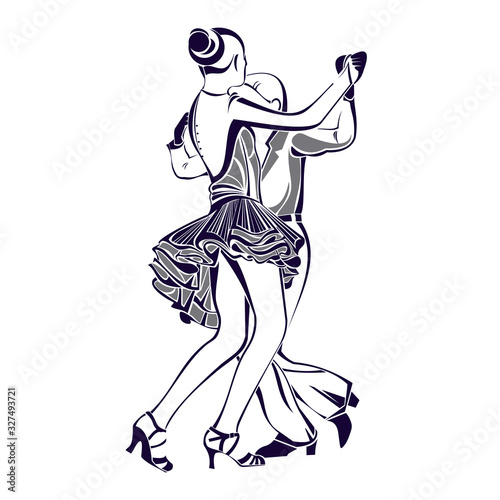  Dancing couple, a girl in a ball gown, a boy in a suit. Latina, tango, argenina.