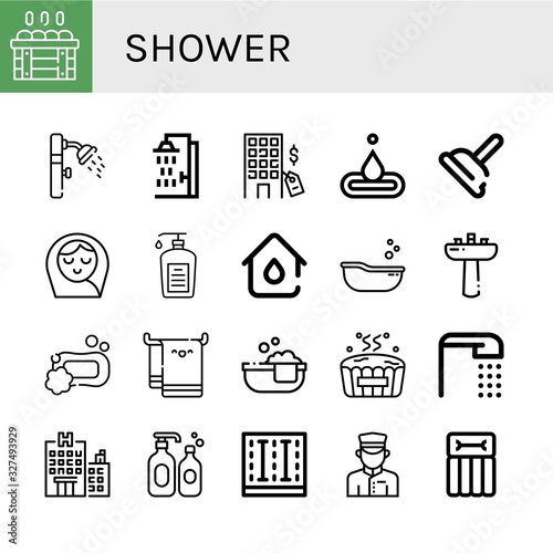 shower simple icons set