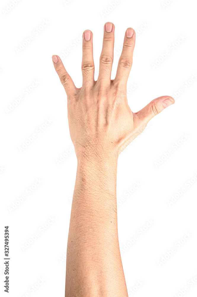 Hand show finger number five isolated on white background with clipping path. Hand show finger number five isolated on white background with clipping path.
