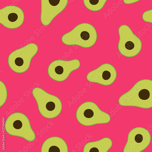 Bright and colorful avocado repeating pattern. Endless vector pattern. Template design for textile, backgrounds, packages, wrapping paper, fabric, wallpaper.