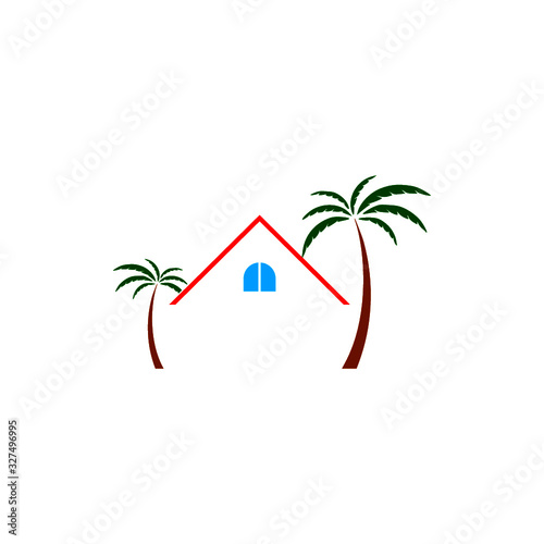 Beach house glyph icon on white background
