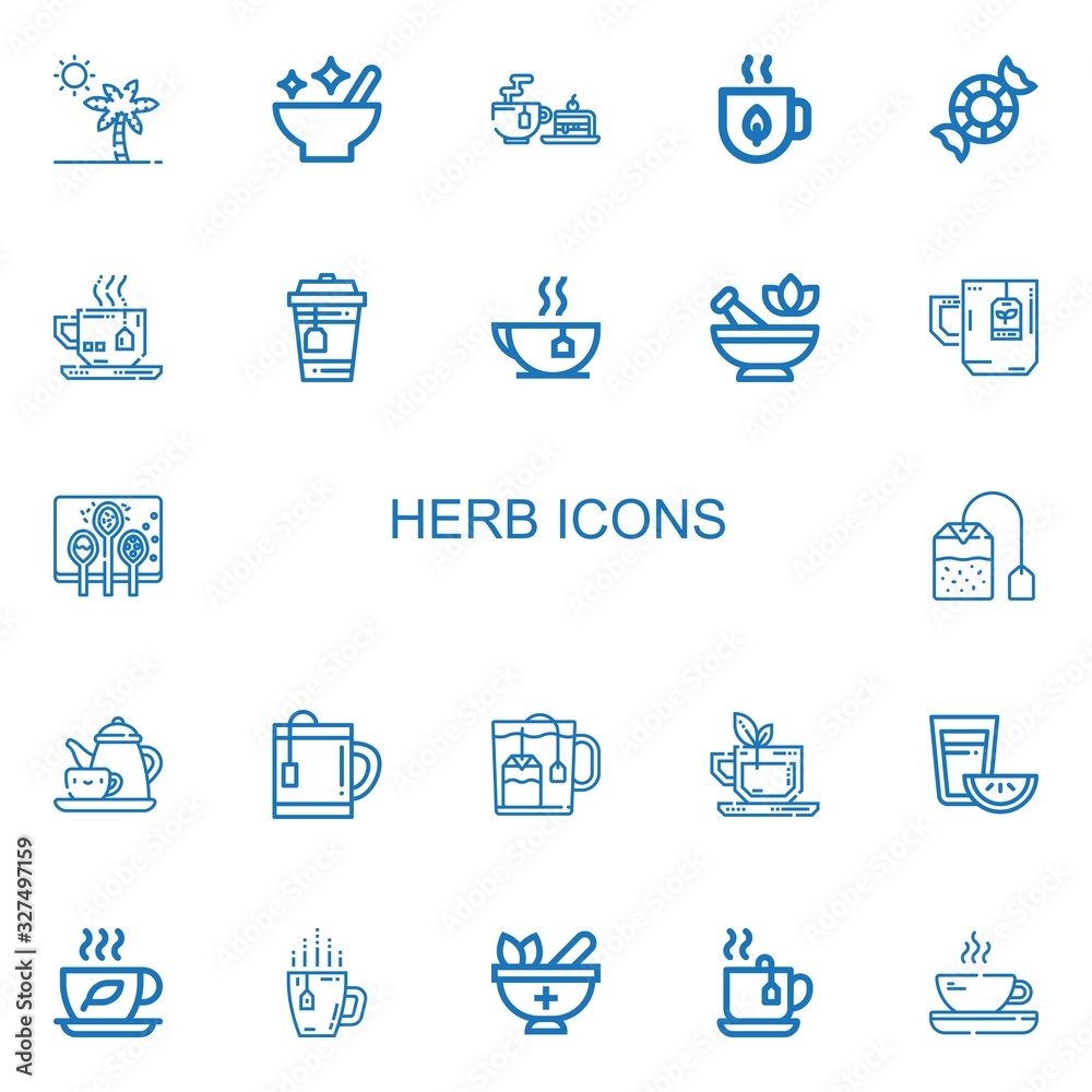 Editable 22 herb icons for web and mobile