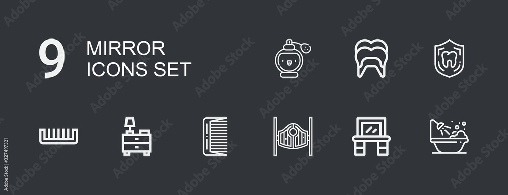 Editable 9 mirror icons for web and mobile