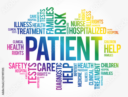 Patient word cloud collage, health concept background