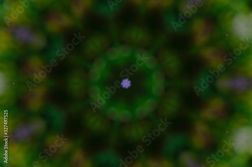 Dark green shade of heptagon pattern with purple heptagon star in the middle for background.