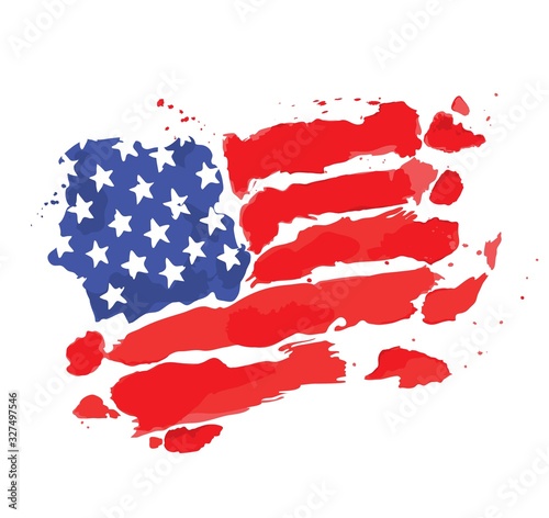 Fototapeta Naklejka Na Ścianę i Meble -  American flag / Watercolor sketch, flag of the USA, vector illustration