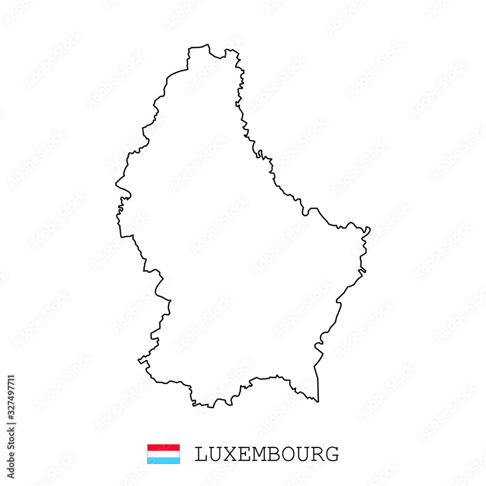 Luxembourg map line, linear thin vector. Luxembourg simple map and flag.