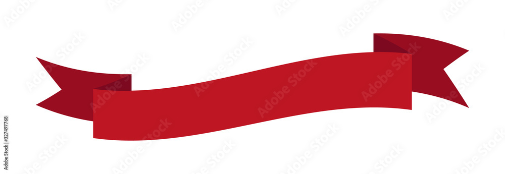 Flat vector ribbon banner isolated on white background.