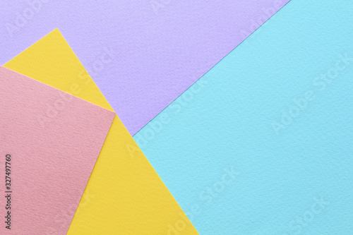 Abstract geometric water color paper background in soft pastel trend colors. Pastel color block background.