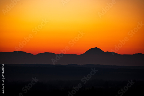 Puy de dome volcano and mountains, Auvergne, France.