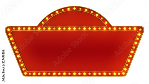 Red sign retro light board on white background. 3d rendering