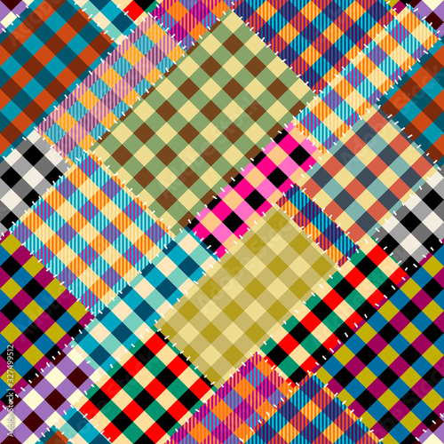 Patchwork textile pattern. Seamless quilting design background.