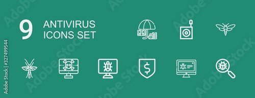 Editable 9 antivirus icons for web and mobile
