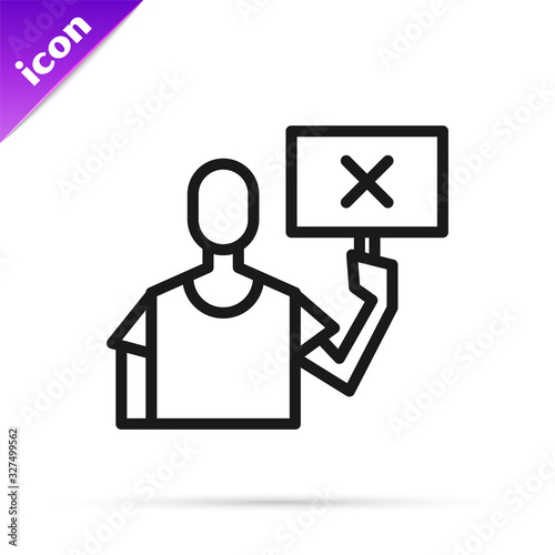 Black line Nature saving protest icon isolated on white background. Earth planet protection, environmental issues demonstration. Vector Illustration
