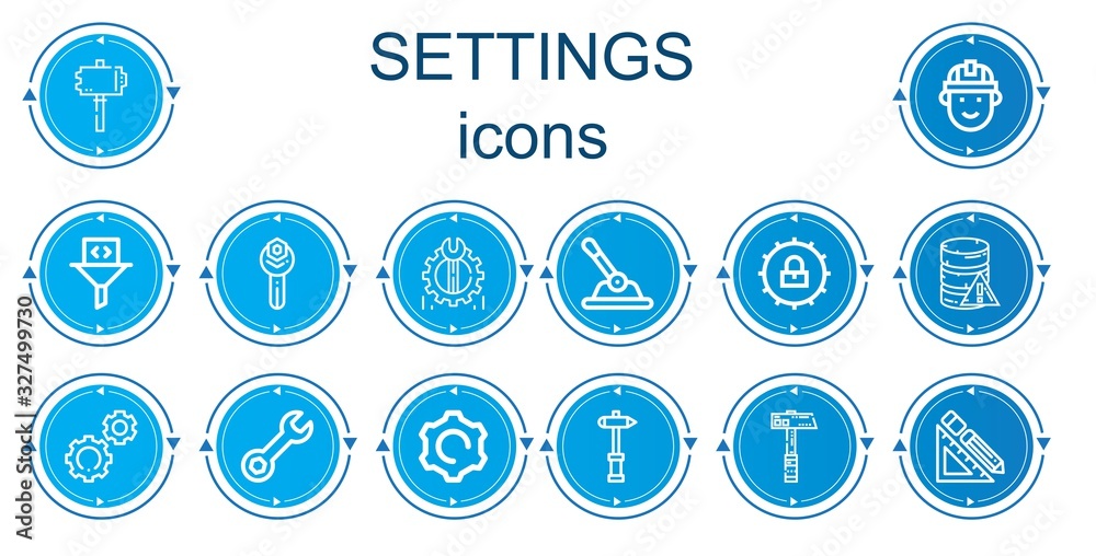 Editable 14 settings icons for web and mobile Editable 14 settings icons for web and mobile