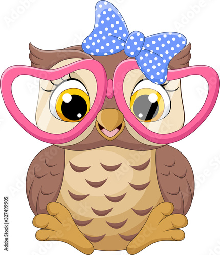 Cute little owl girl wearing pink glasses