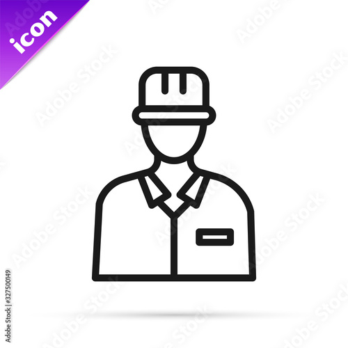 Black line Oilman icon isolated on white background. Vector Illustration
