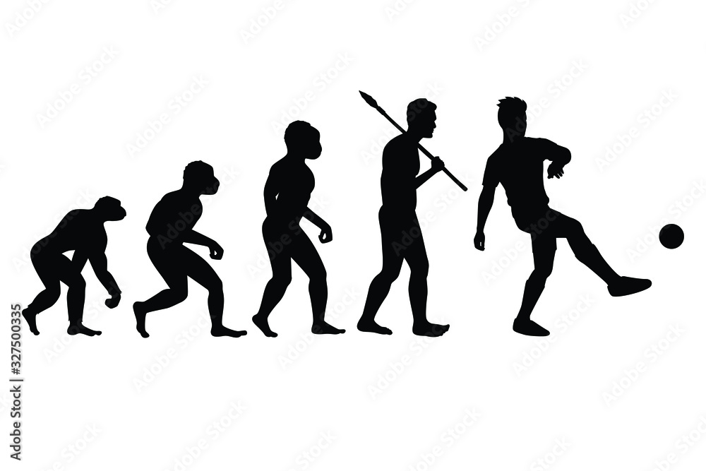 Revolution of human to football player silhouette