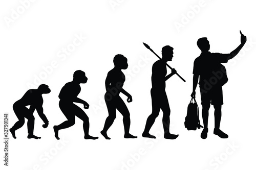Revolution of human to man silhouette