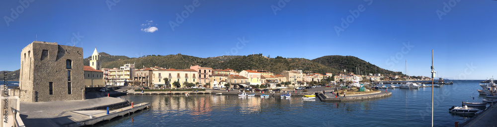 Landscape Acciaroli village, from cilento coast, Italy