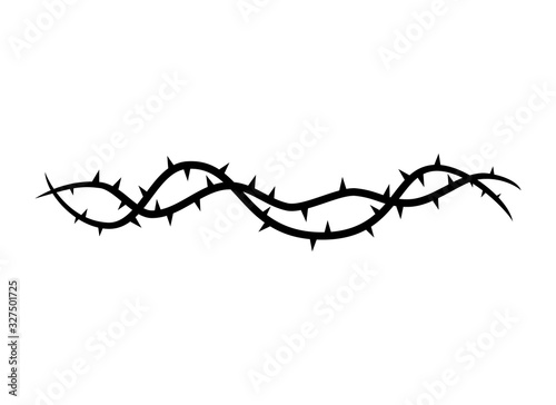 Blackthorn branches with thorns icon isolated on white background. Vector illustration