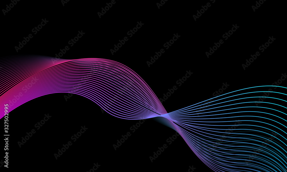 Abstract light line waves in dark background, modern abstract geometric shape background