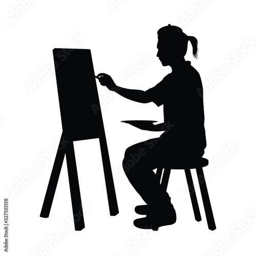 Painting artist silhouette vector