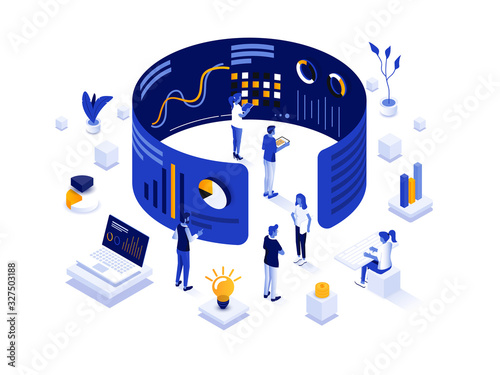 Modern Isometric Illustration design -Data Analysis